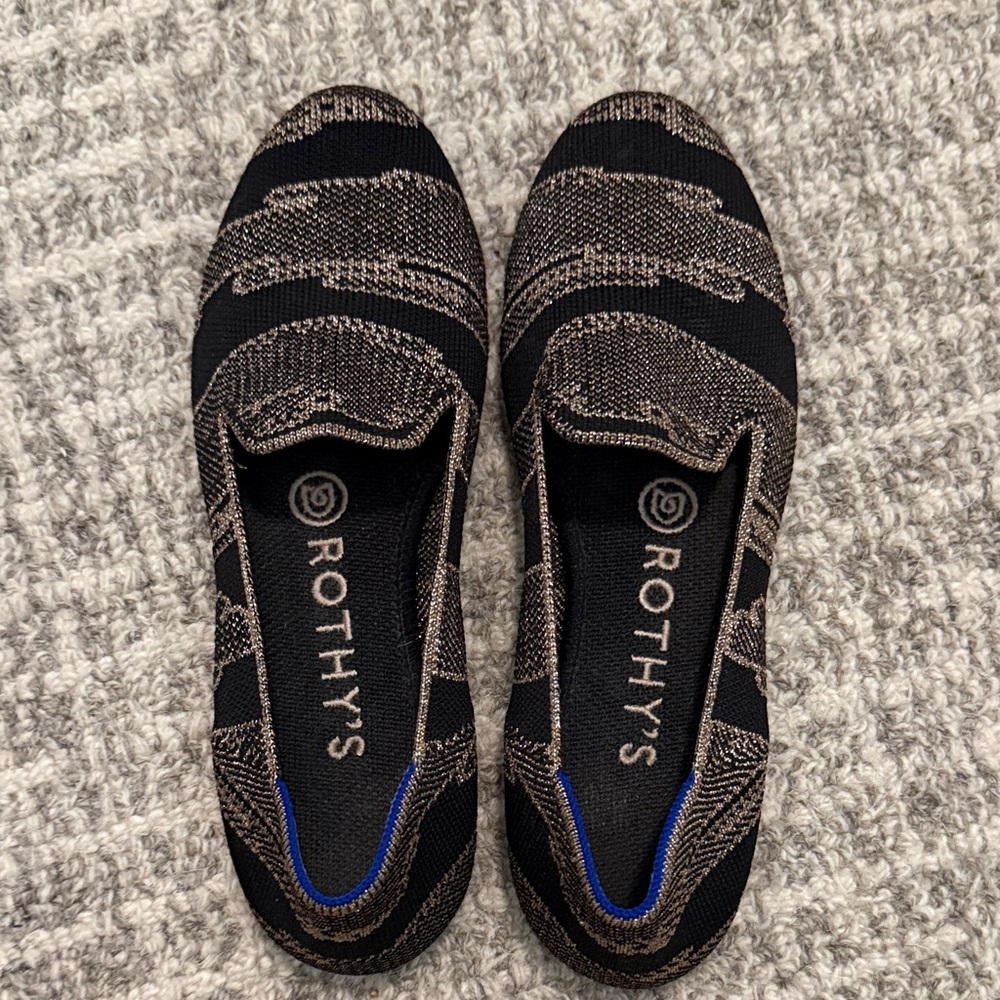 Rothy's Black and Brown Patterned Loafers